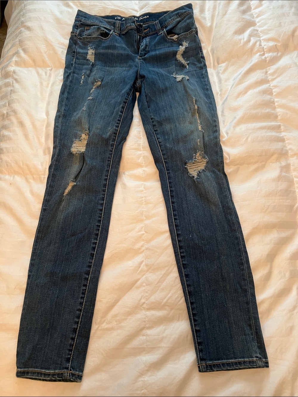 Victoria's Secret Dark Blue Distressed Skinny Jeans